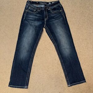 Miss Me Dark Blue boyfriend capri Ankle Jeans